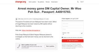 Petition · Bank Negara Malaysia: Arrest money game DM Capital ...
