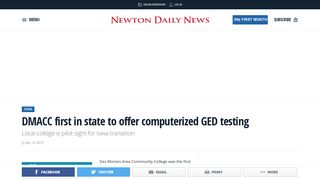 DMACC first in state to offer computerized GED testing | Newton Daily ...