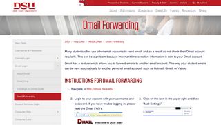 Dixie State University :: Help Desk :: Dmail Forwarding