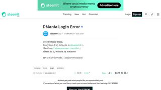 DMania Login Error — Steemit