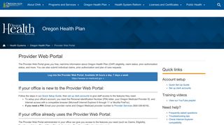 Oregon Health Authority : Provider Web Portal : Oregon Health Plan ...