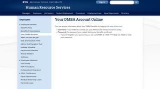 Your DMBA Account Online | Human Resource Services - BYU
