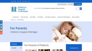 For Parents - Children's Hospital Of Michigan - Detroit, MI