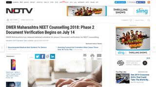DMER Maharashtra NEET Counselling 2018 Phase 2 Schedule ...