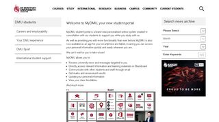 Welcome to MyDMU, your new student portal - De Montfort University