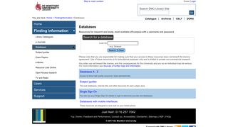 Databases. - DMU Library - De Montfort University
