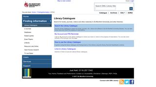 Library Catalogues. - DMU Library - De Montfort University