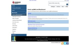Email, myDMU and Blackboard. - DMU Library - De Montfort University