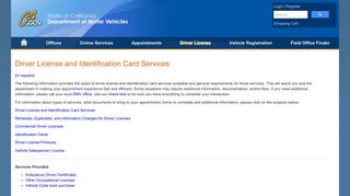 Driver License and Identification Card Services - DMV - CA.gov