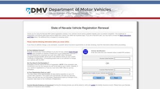Nevada DMV Vehicle Registration Renewal - State of Nevada