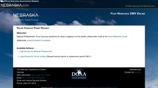 Online Handicap Permit Request | Nebraska DMV