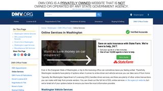 Washington Online Driver & Vehicle Services | DMV.ORG