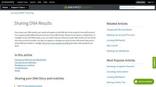 Sharing DNA Results - Ancestry Support