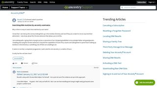 Searching DNA matches by ancestry username. - Ancestry Account