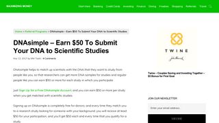DNAsimple - Earn $50 To Submit Your DNA to Scientific Studies