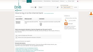 Questions about log in to the internet bank - DNB