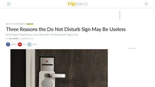 Three Reasons the Do Not Disturb Sign May Be Useless - TripSavvy