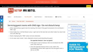 Servicing guest rooms with DND sign / Do not disturb lamp