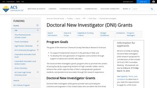 Doctoral New Investigator (DNI) Grants - American Chemical Society