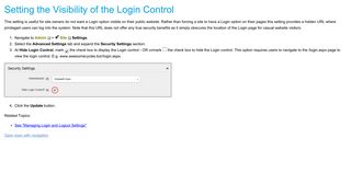 Setting the Visibility of the Login Control