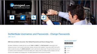 DotNetNuke Usernames and Passwords - Change Passwords