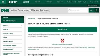 DNR: Indiana Fish & Wildlife Online License System - IN.gov