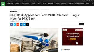 DNS Bank Application Form 2018 Released - Login Here for DNS Bank