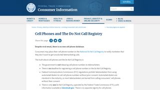 Cell Phones and The Do Not Call Registry | Consumer Information