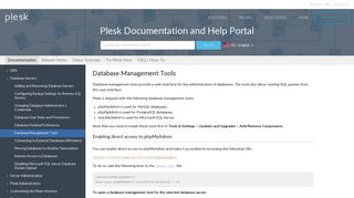 Database Management Tools - Plesk Documentation