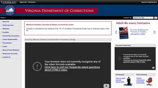 Commonwealth of Virginia - Department of Corrections - Welcome