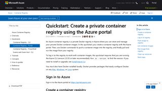 Quickstart - Create a private Docker registry in Azure ... - Microsoft Docs