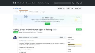 Using email to do docker login is failing · Issue #961 · docker/cli · GitHub