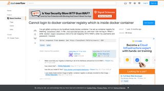 Cannot login to docker container registry which is inside docker ...