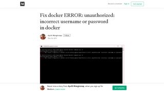 Fix docker ERROR: unauthorized: incorrect username or password in ...