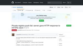 Private registry push fail: server gave HTTP response to HTTPS client ...