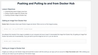 Pushing and Pulling to and from Docker Hub - GitHub Pages