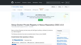 Setup Docker Private Registry in Nexus Repository OSS 3.0.0 - GitHub