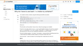 Why do I have to use bash -l -c inside my container? - Stack Overflow