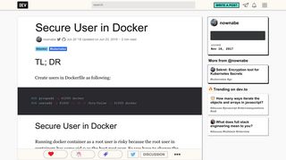 Secure User in Docker - DEV Community            - Dev.to