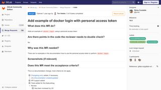 Add example of docker login with personal access token (!13668 ...