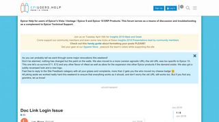Doc Link Login Issue - E9 - Epicor Help Forum