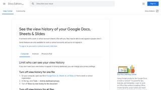 See the view history of your Google Docs, Sheets & Slides - Computer ...