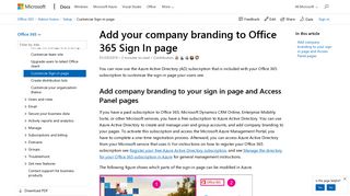 Add your company branding to Office 365 Sign In page | Microsoft Docs