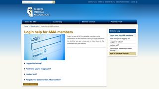 Login help for AMA members | Alberta Medical Association