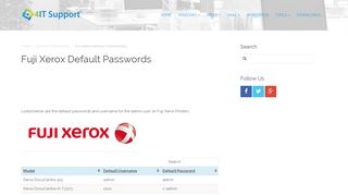 Fuji Xerox Default Passwords - 4IT Support