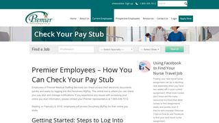 Check Your Pay Stub Employee | MyPay | Premier Medical Staffing ...