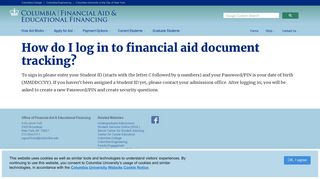 How do I log in to financial aid document tracking? | Columbia ...