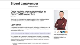 Open redirect with authentication in OpenText Documentum