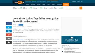 License Plate Lookup Tops Online Investigation Service List on ...