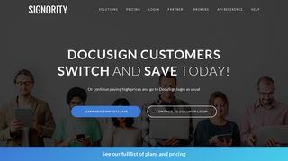 Switch from DocuSign to Signority and save! Or continue to login as ...
